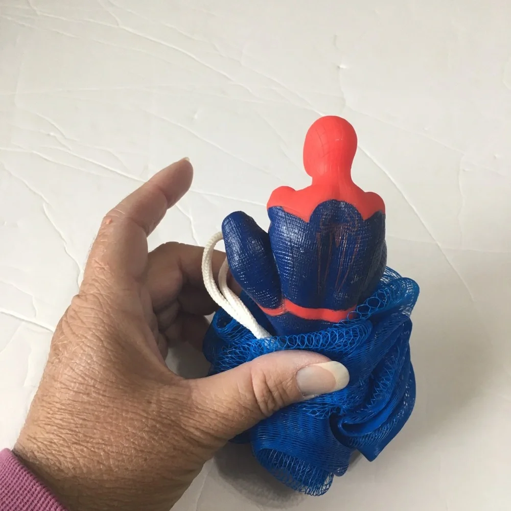 Spiderman Red & Blue Kids Bath Toy with Mesh Scrubber
